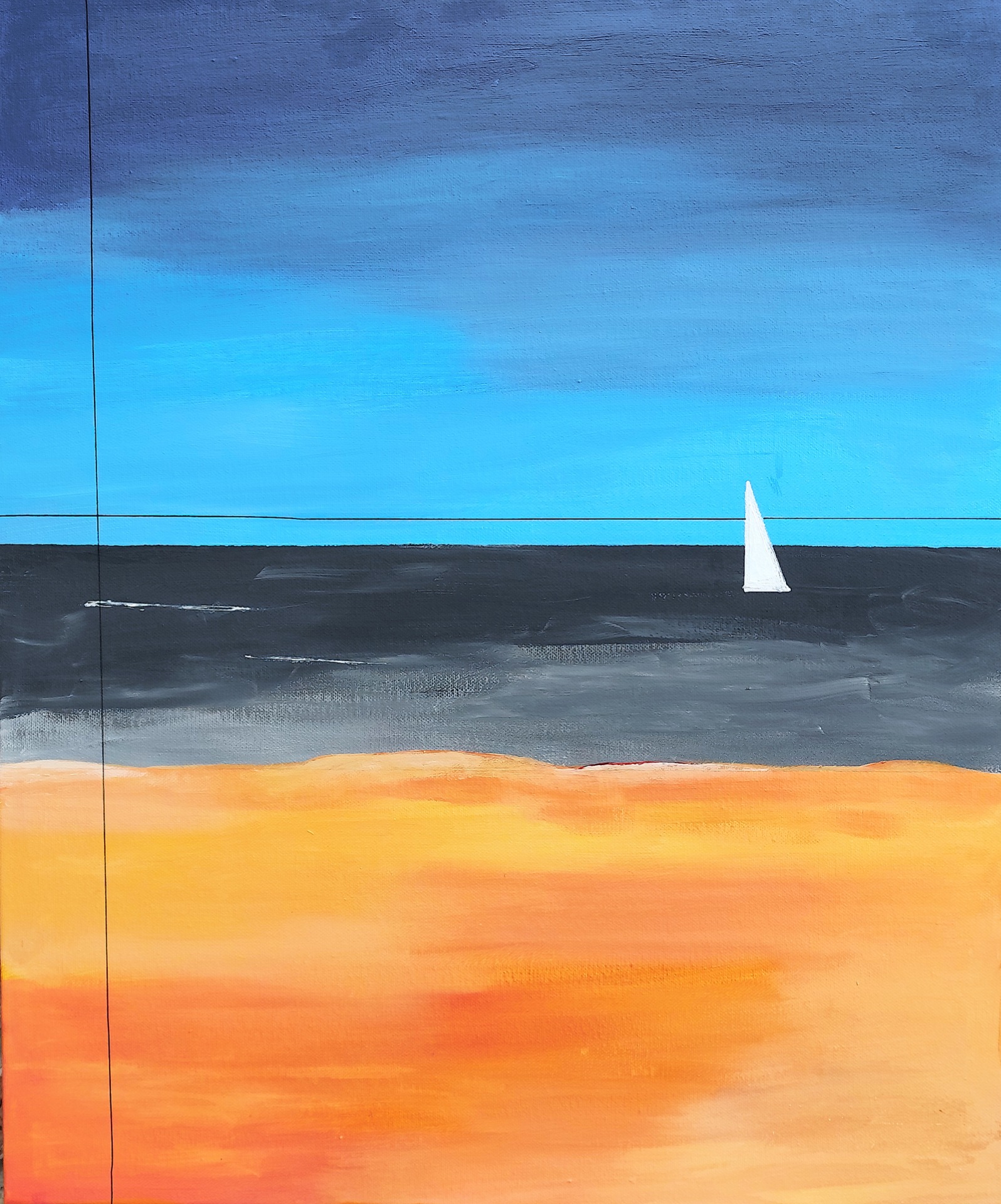 Playa tranquila, acrílico sobre tela, 50 x 60 cm, 2026